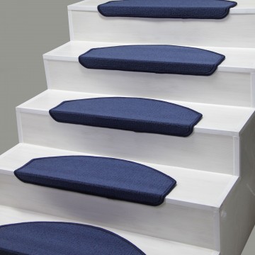 Lacivert Bukle Halıdan Oval Kesim Demonte Basamak Paspası